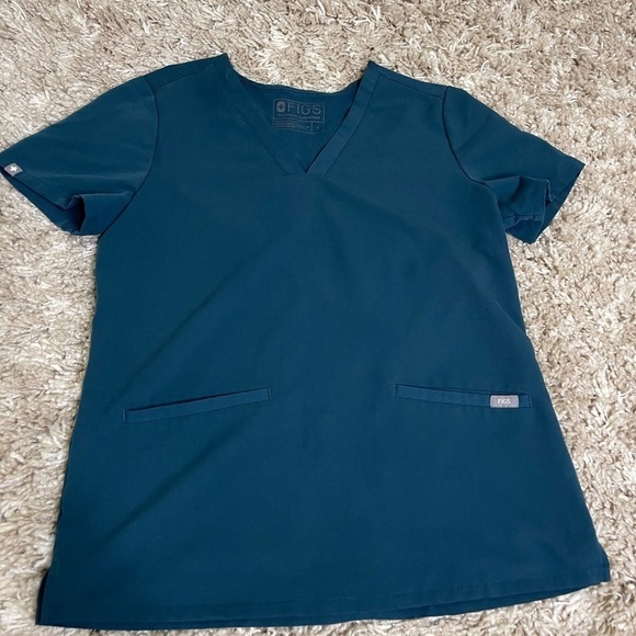 Figs Short Sleeve Technical Collection Turquoise Scrub Top Size S #0497 - Picture 8 of 9